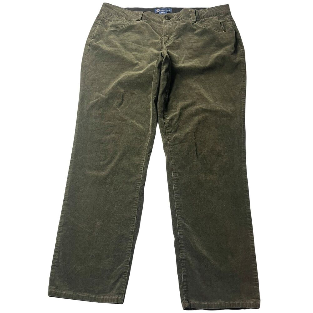 Democracy Absolution Corduroy Pants Women’s 18W Olive Green Stretch Straight Leg